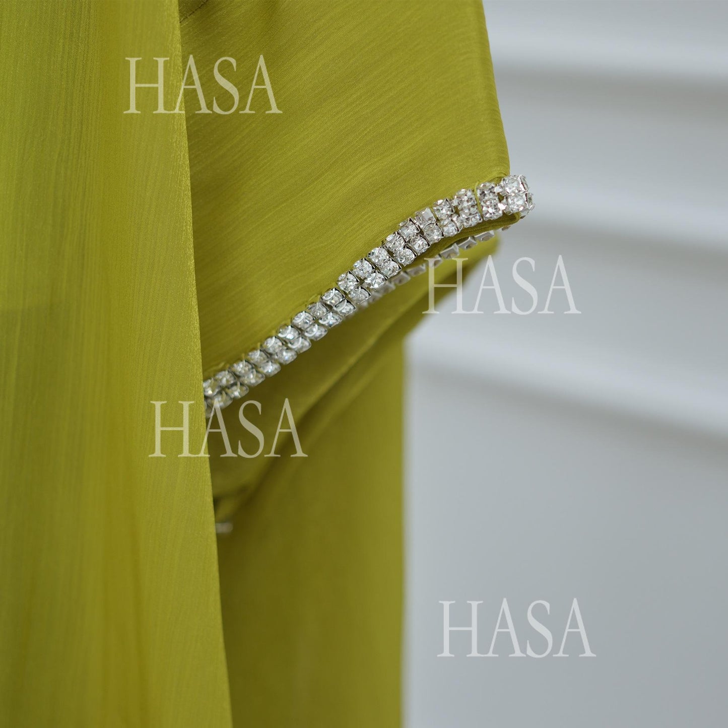 HA6553  Two-Piece Solid Abaya with Beaded Details and Matching Scarf Option
