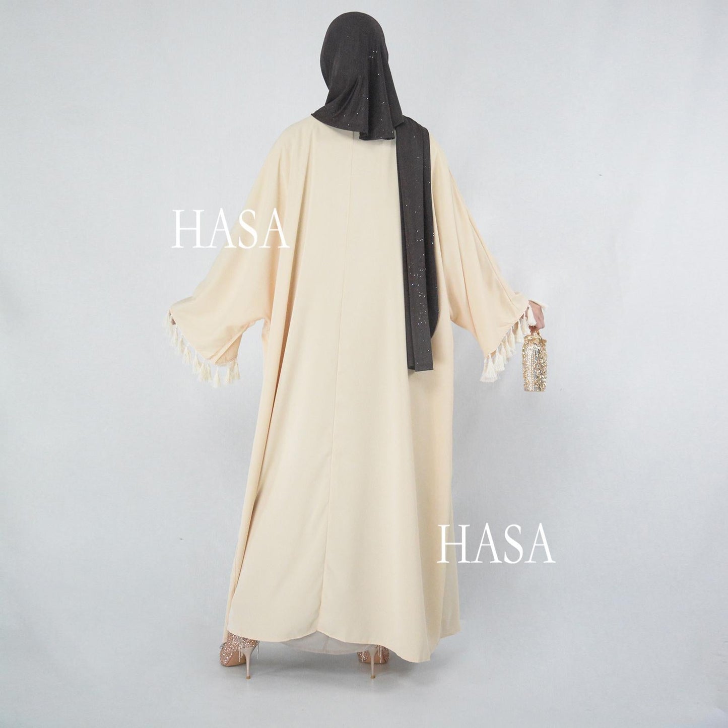 HA6326 Soft Drape Summer Cover-Up with Tassel Trim Sleeves