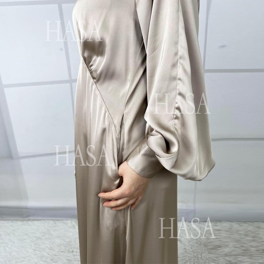 HS5859 High-end Silk Satin Robe (headscarf Not Included), Elegant Design Exudes Luxurious Texture