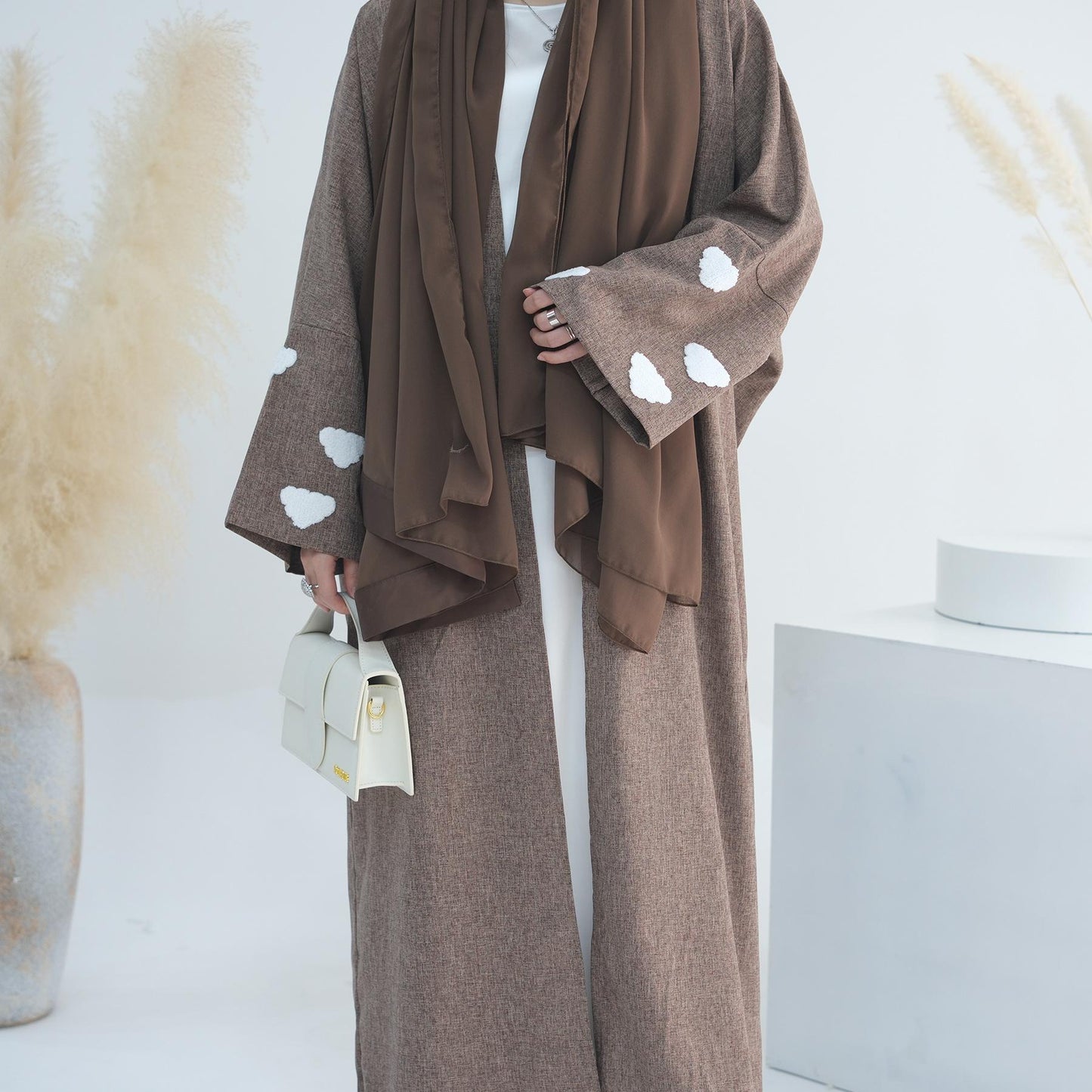 HAYA HAYA0992 Cloud Embroidered Elegant Cardigan Robe