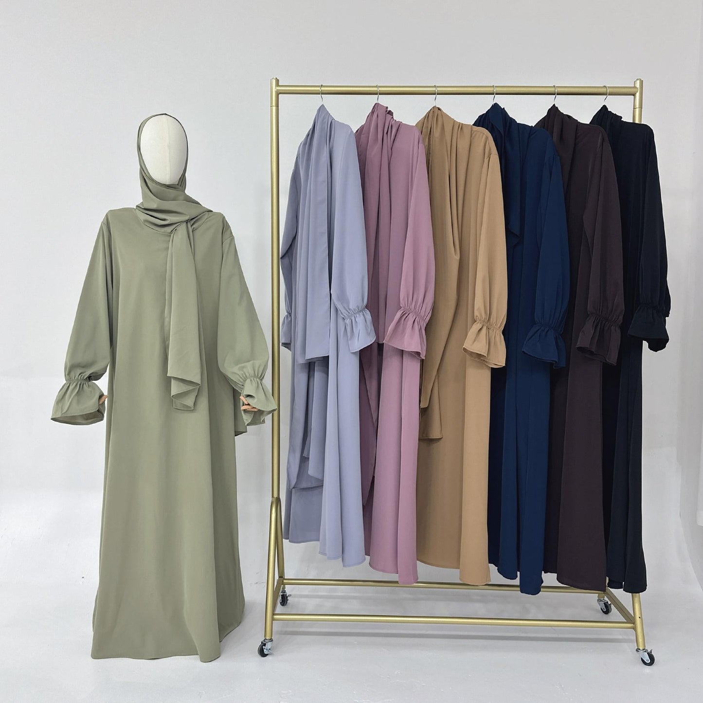 HAYA HA1173 Solid Color Hooded Abaya with Side Pocket