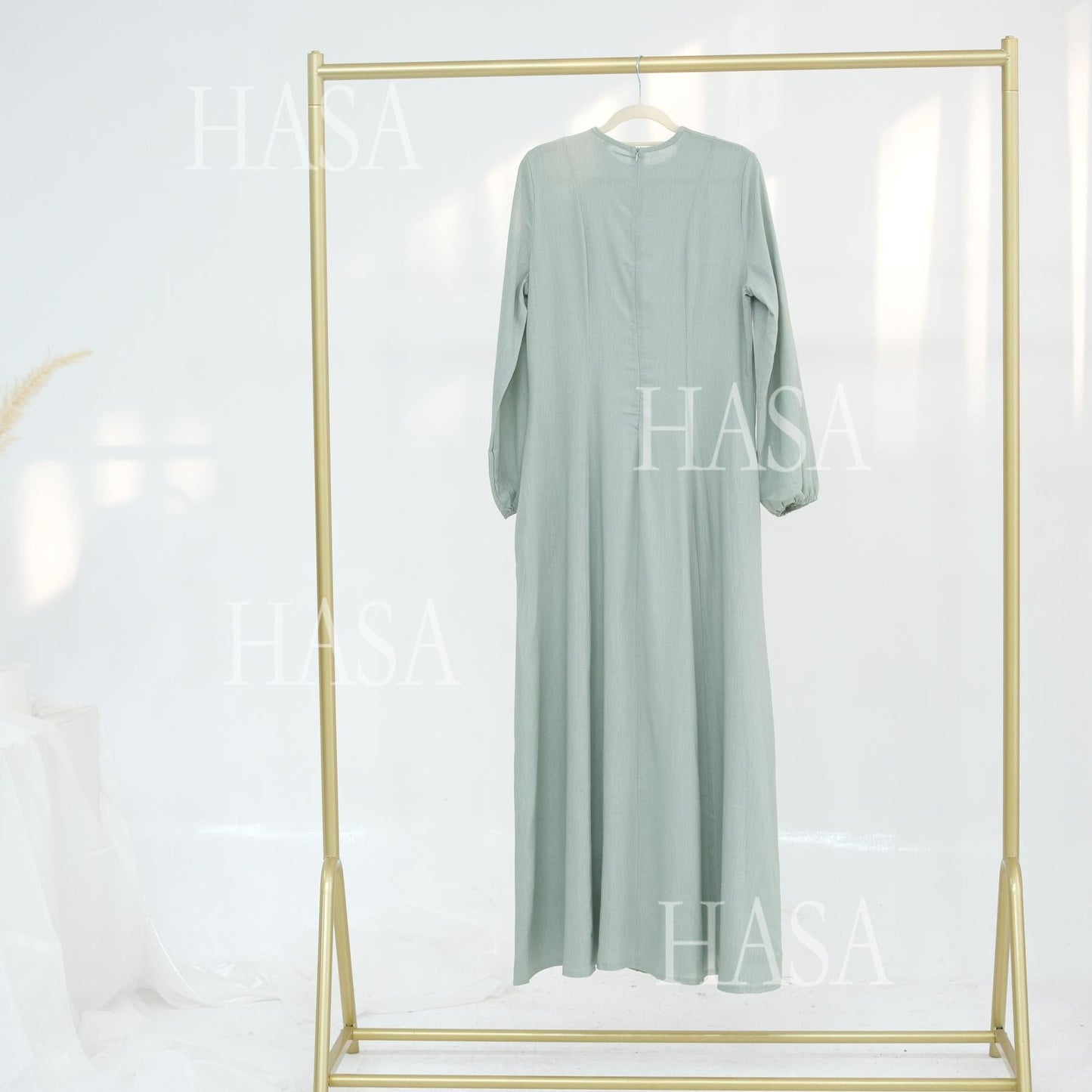 HASA HA5868 Solid Color Swing Comfortable  Dress Robe Waist Cinching