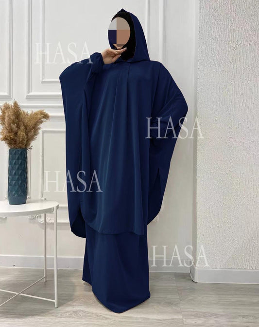 HA6583 Solid Color Long Robe Dress with Wide Swing Design