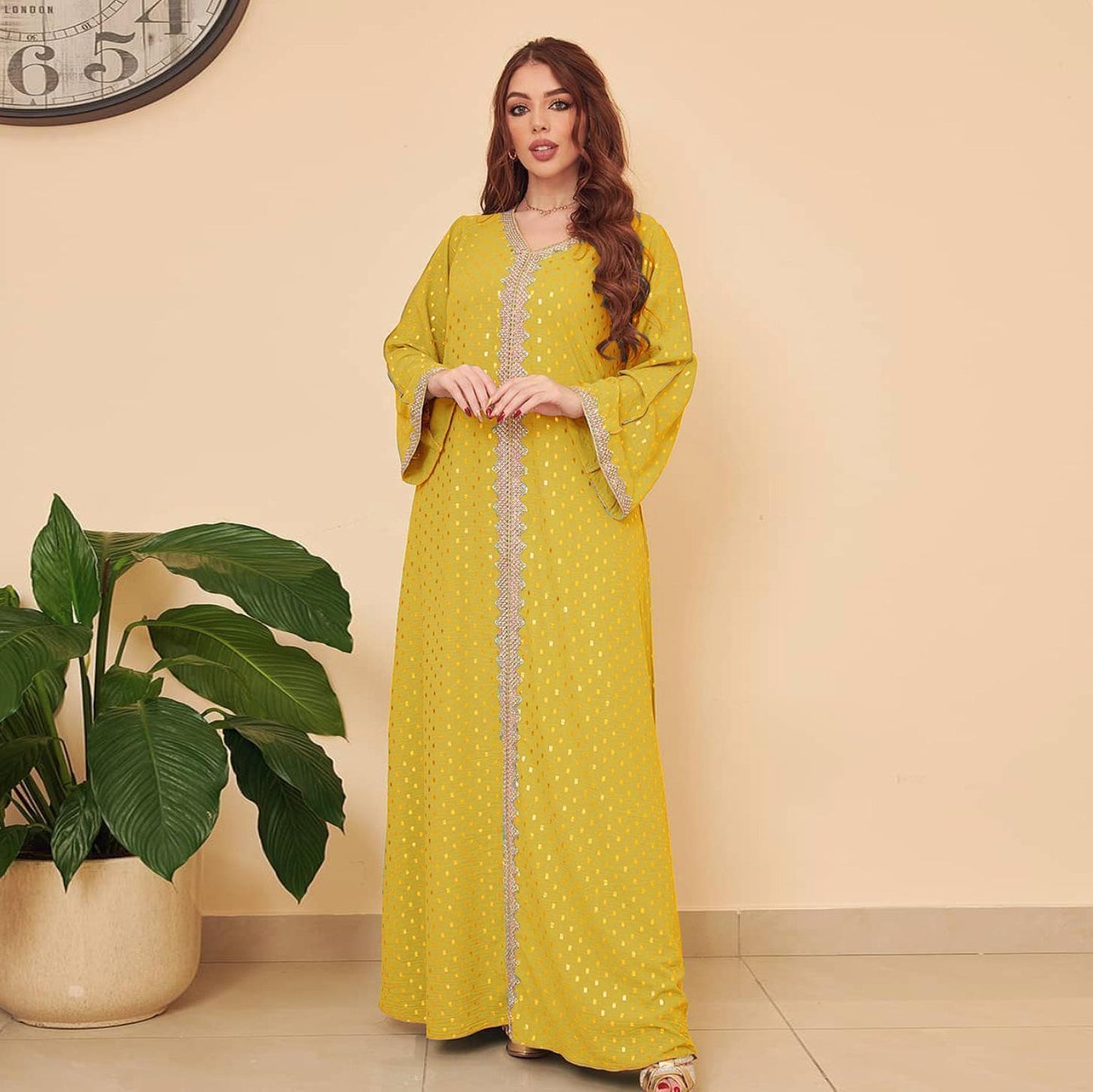 HAYA0442 Middle East Women's Clothing New Bronzing Muslim Dubai Robe