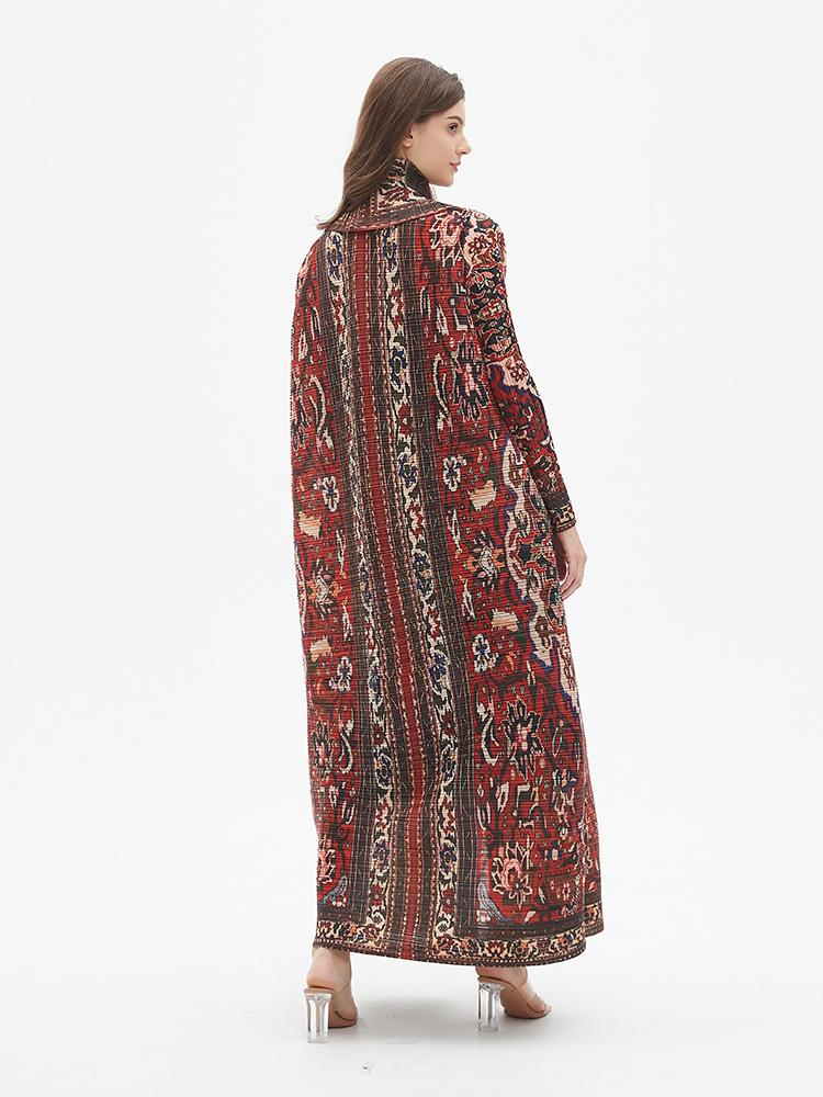 HS6706 Bohemian Elegance , Vibrant Red Printed Abaya