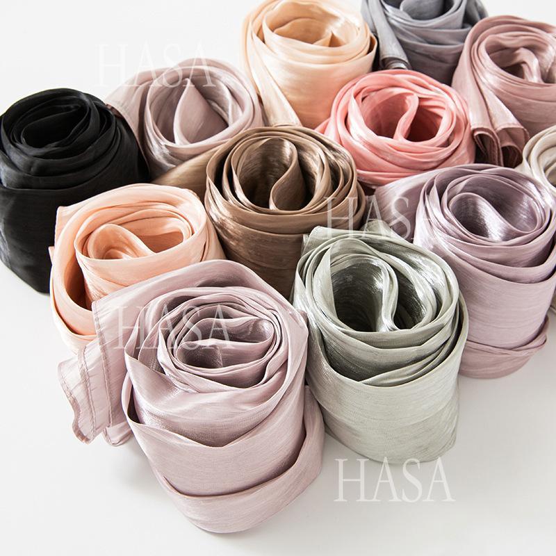 HA6479 A Simple Silk Scarf with A Mellow Color and A Light and Drapey Design