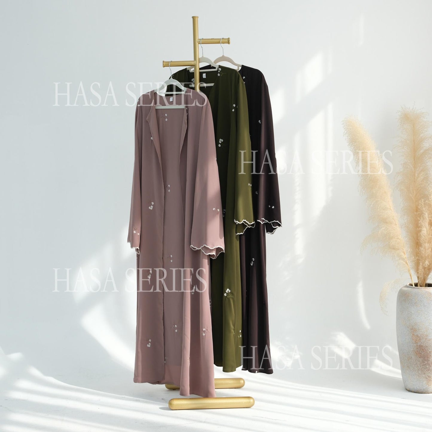 HASASERIES HS6682 Embroidered Floral Pattern Long Cardigan