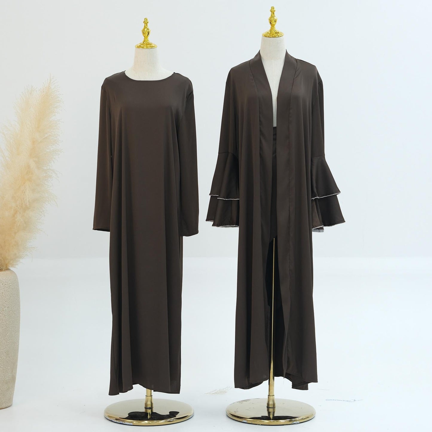 HAYA HA1188 3pcs Set Satin Cardigan+Inner Dress+Special Belt