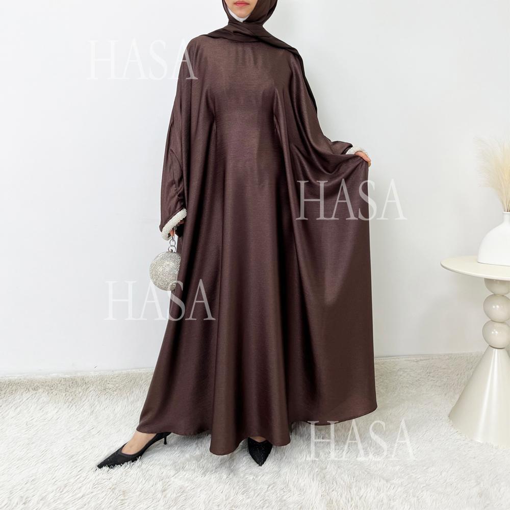 HA6496 Simple and Elegant Bat Sleeve Beaded Robe Dress (headscarf Not Included)