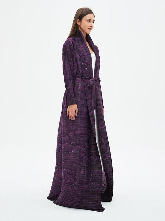 HS6712 Regal Amethyst , Belted Purple Abaya with Subtle Sparkle