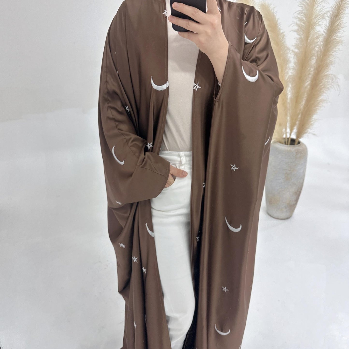 HAYA HA1171 Moon Embroidered Robe Kaftan Abaya