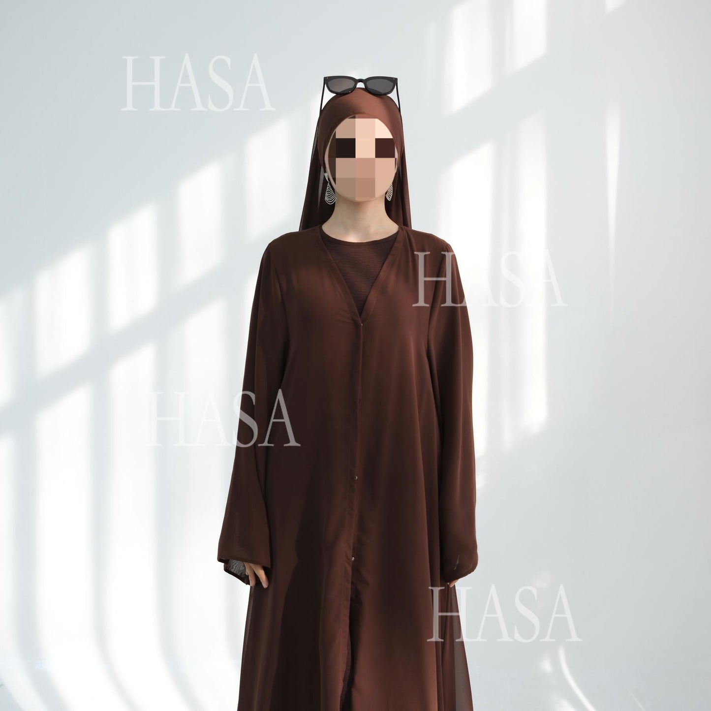HA6513 Double-layered sleeve chiffon cardigan two-piece robe abaya (headscarf not included)