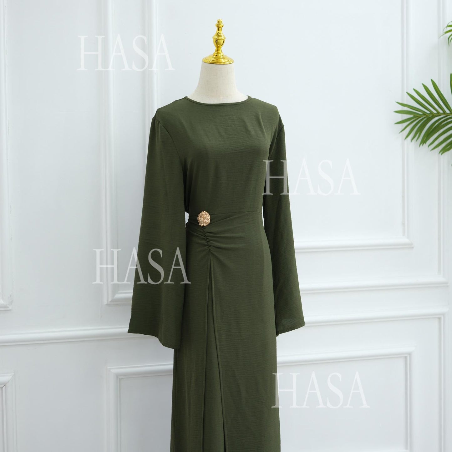 HA6549 Minimalist Abaya with Waist Detail