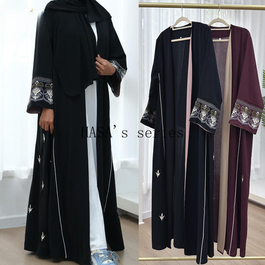 HS4849 Exquisite Embroidered Open-front Long Robe