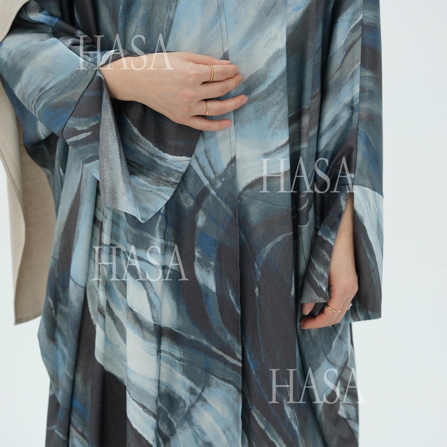 HA6509 Abstract Printed Loose Abaya (Headscarf Not Included)