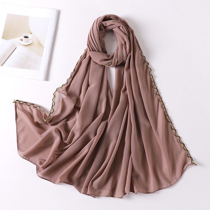 HAYA HA1131 Pearl Chiffon Lace Chain Headband