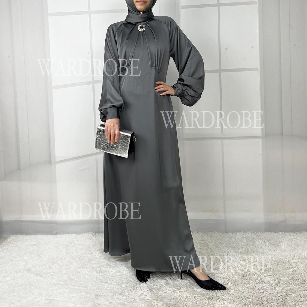 HS5859 High-end Silk Satin Robe (headscarf Not Included), Elegant Design Exudes Luxurious Texture
