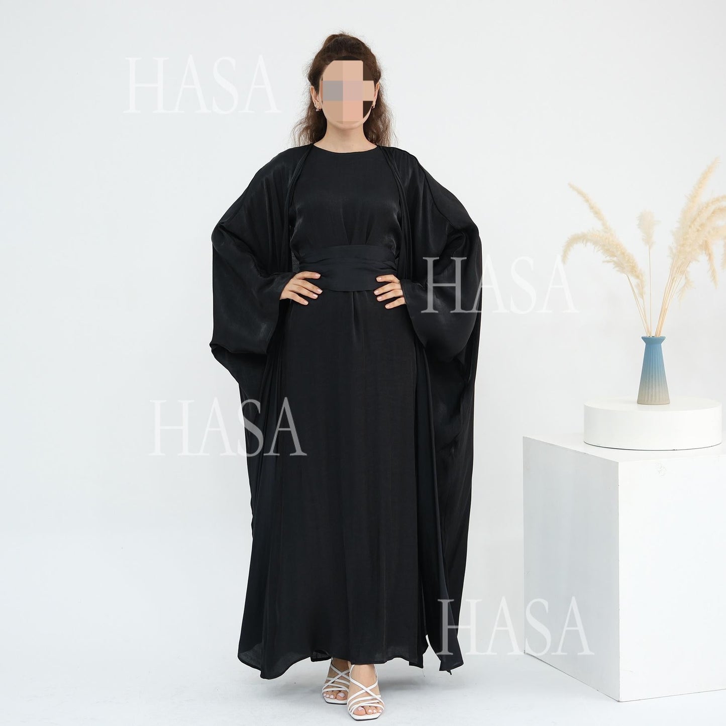 HA6530 Solid color simple two-piece long skirt suit