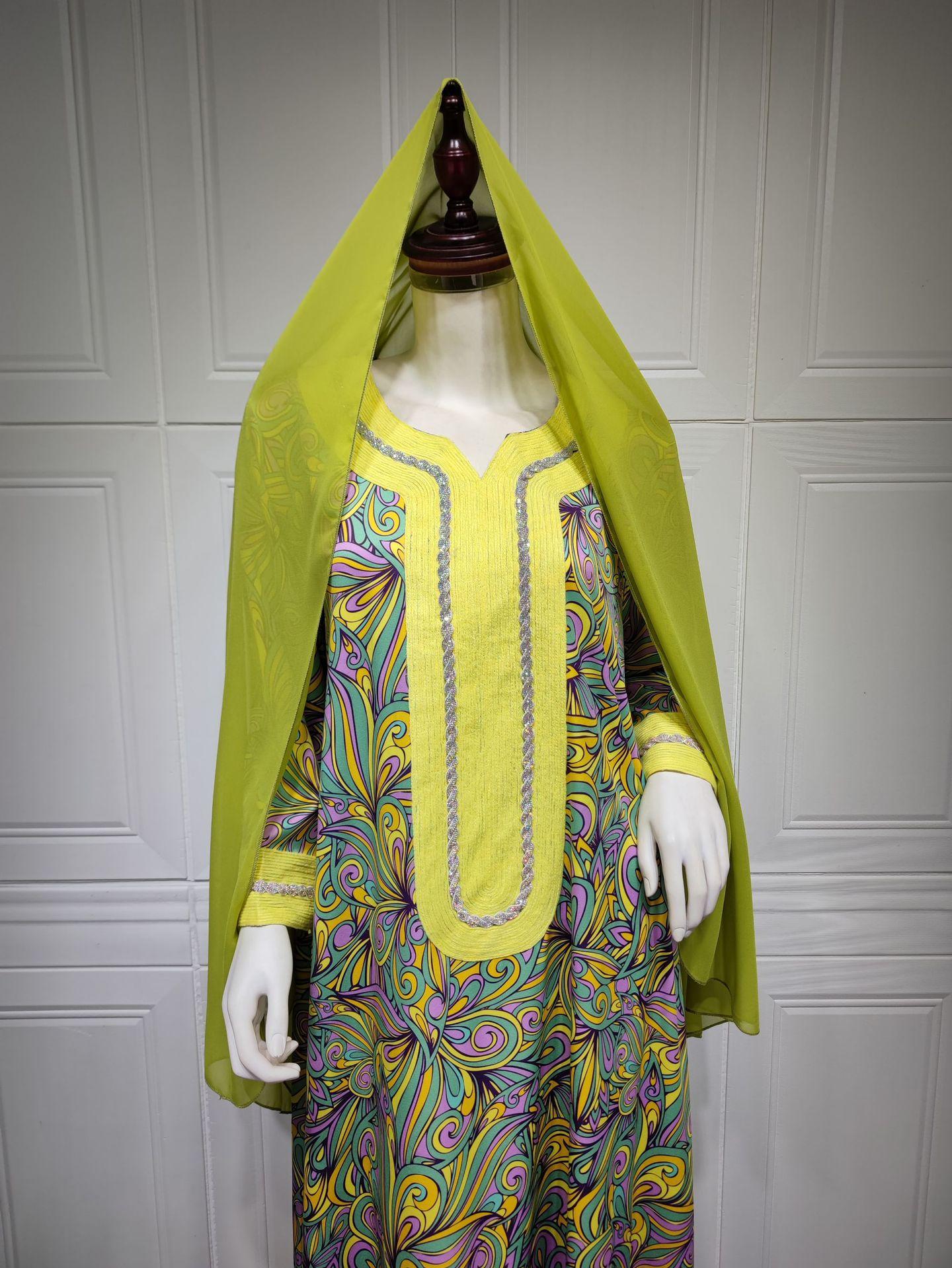 HAYA HAYA1074 Muslim Embroidered Hot Diamond Dress