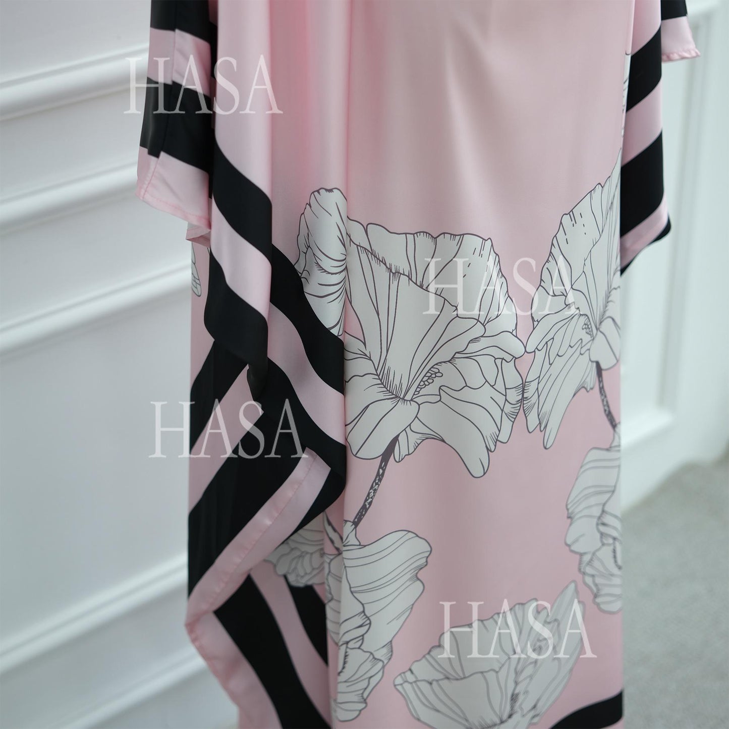HA6556 Colorblock Print Cardigan Robe Dress