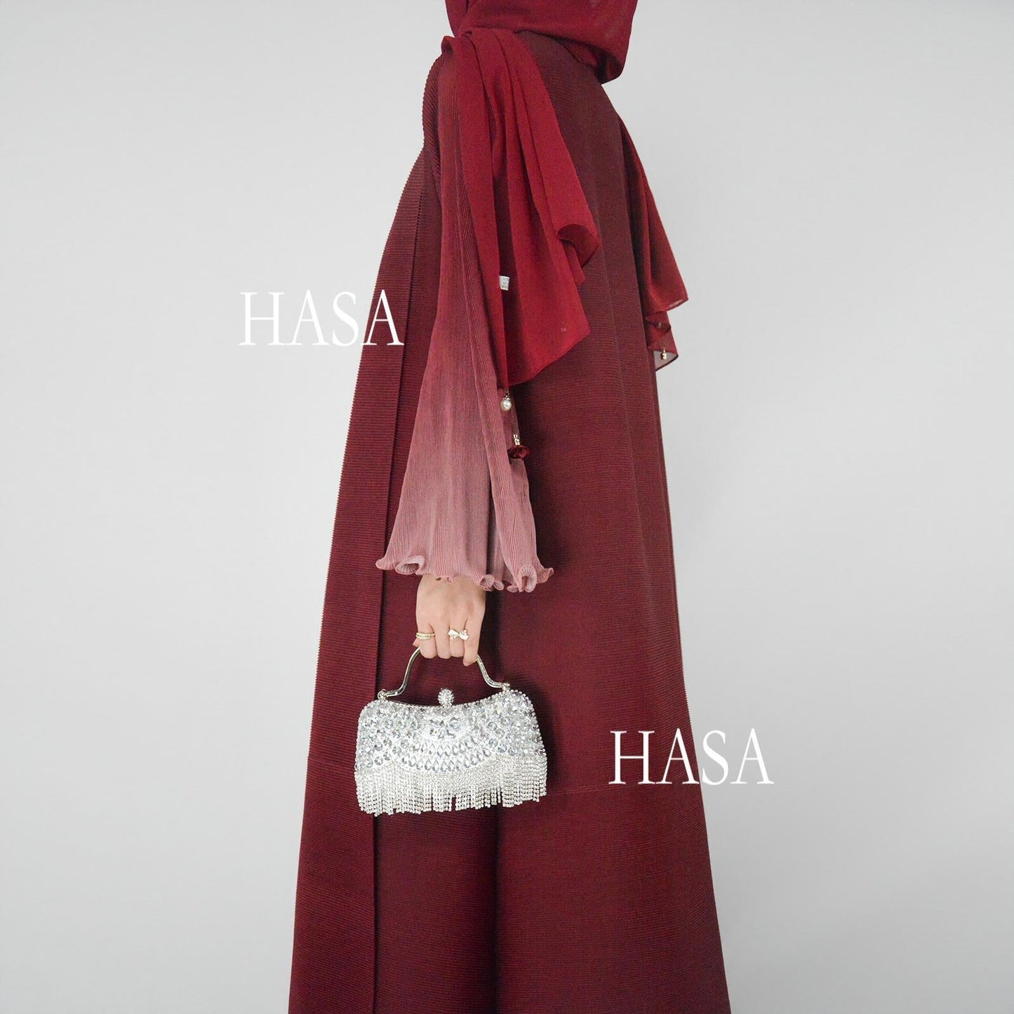 HS6360 Summer Ombré Gradient Abaya with Pleats and Fluted Bell Cuffs