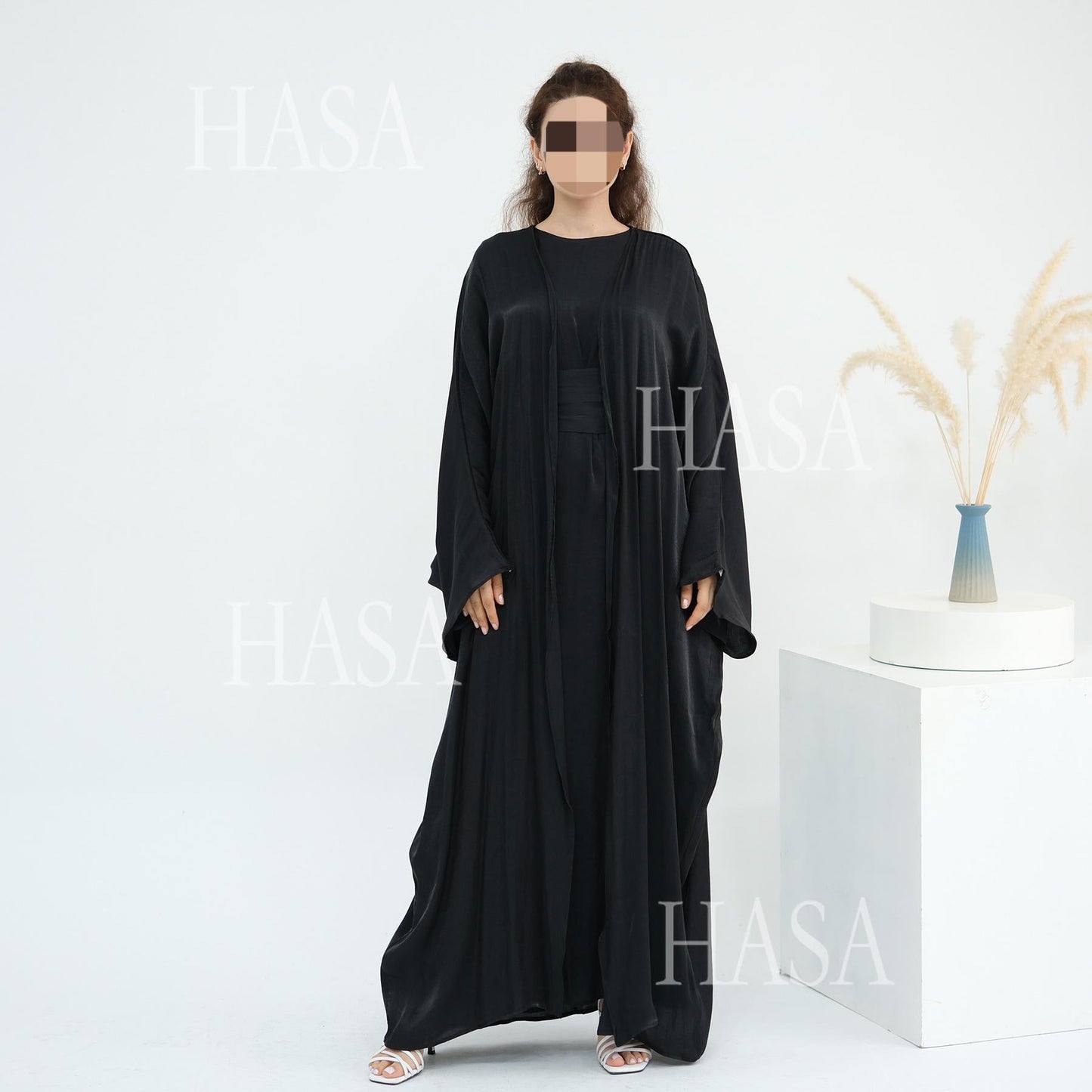 HA6530 Solid color simple two-piece long skirt suit