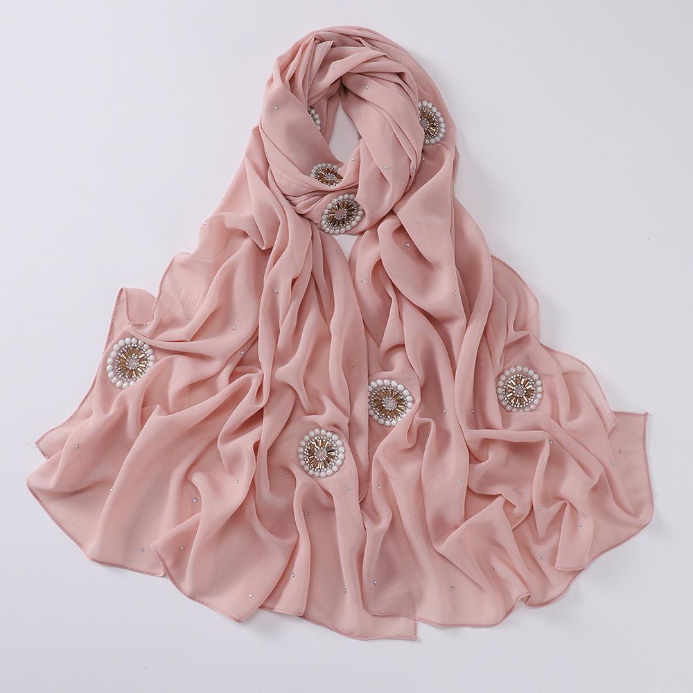 HAYA HA1126 Pearl Chiffon Baotou Scarf