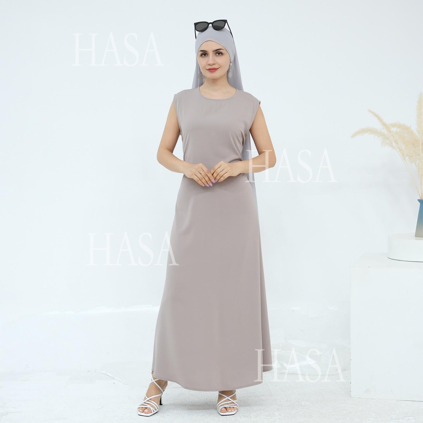 HA6470 Sleeveless Long Dress with Adjustable Back Lacing