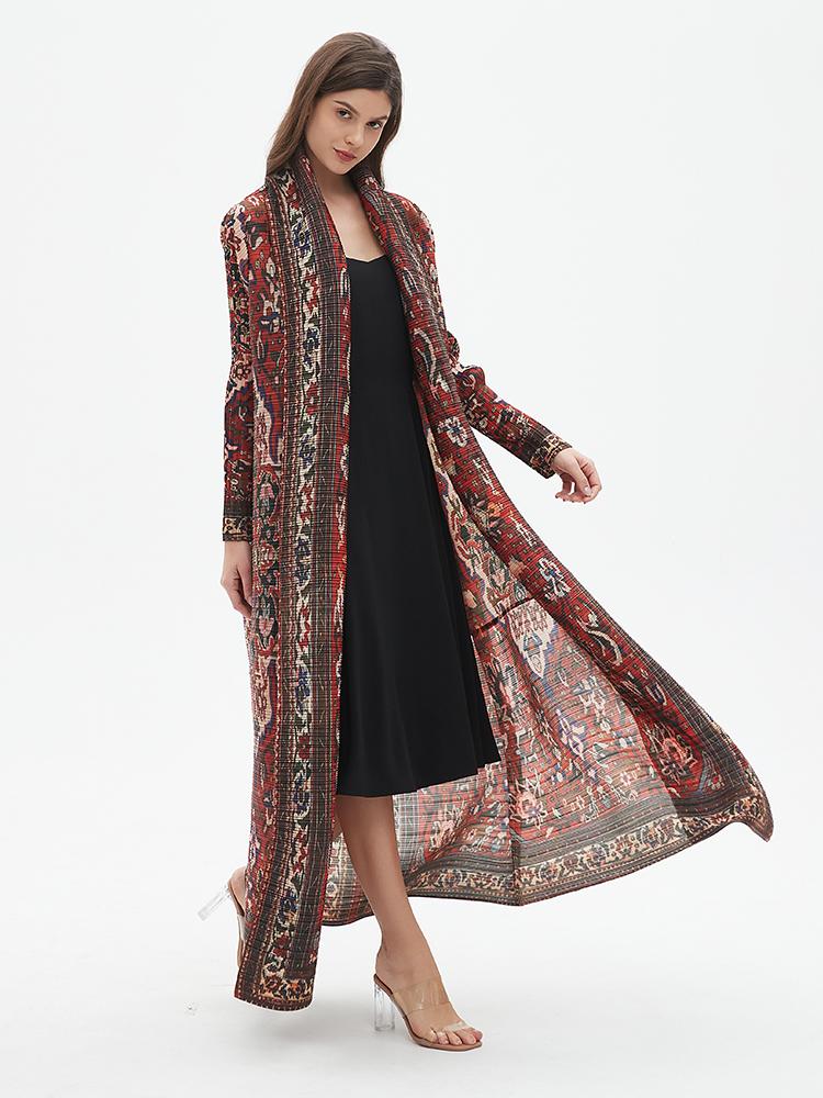HS6706 Bohemian Elegance , Vibrant Red Printed Abaya