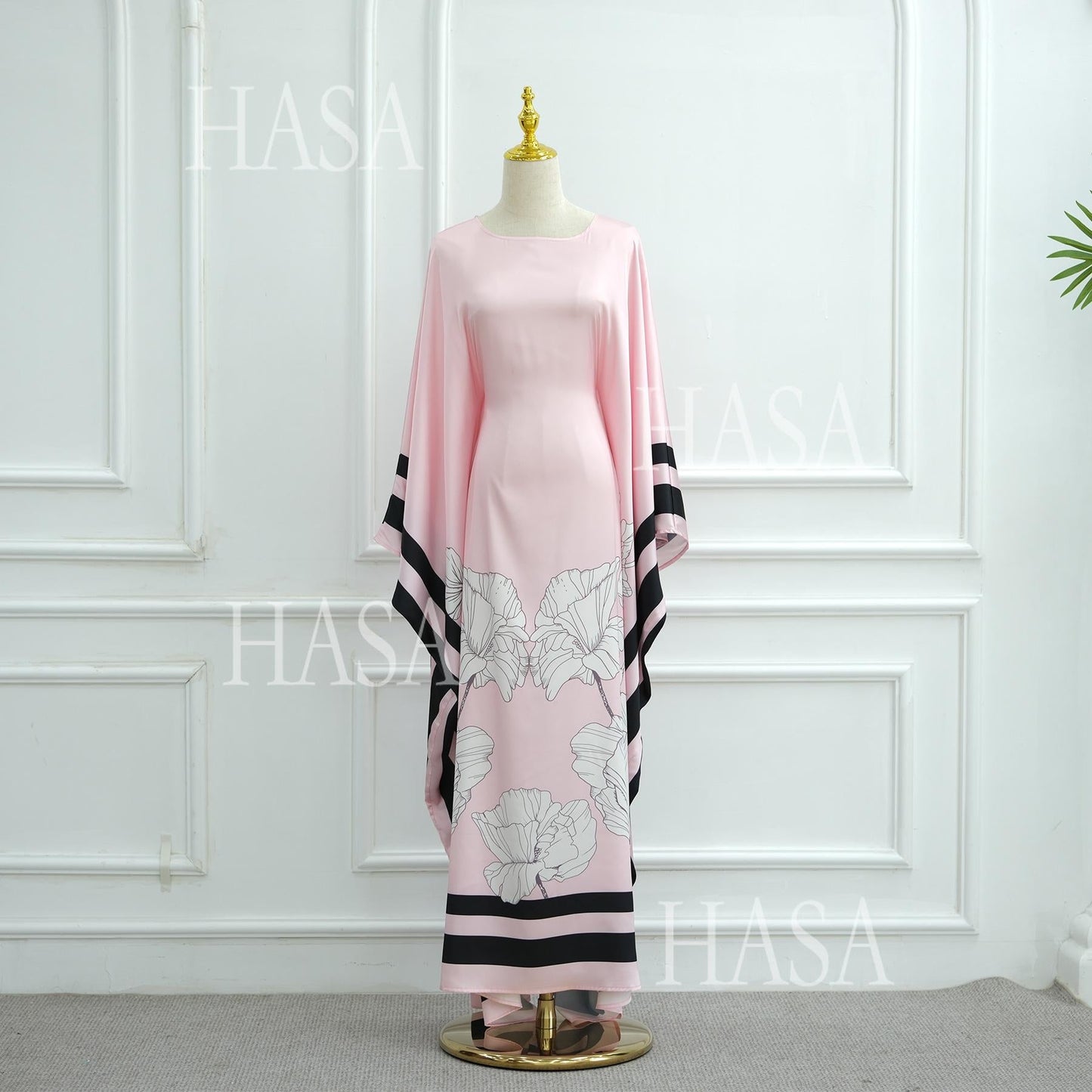 HA6556 Colorblock Print Cardigan Robe Dress