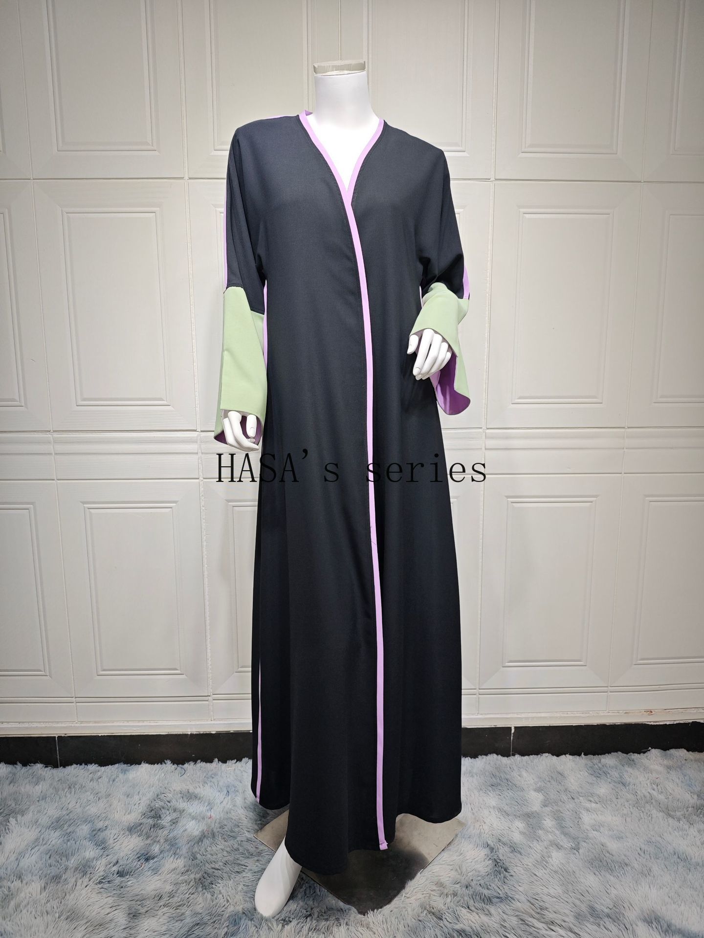 HS5089 Color-blocked Patchwork Long-sleeved Dress, A Stylish and Elegant Long Design.