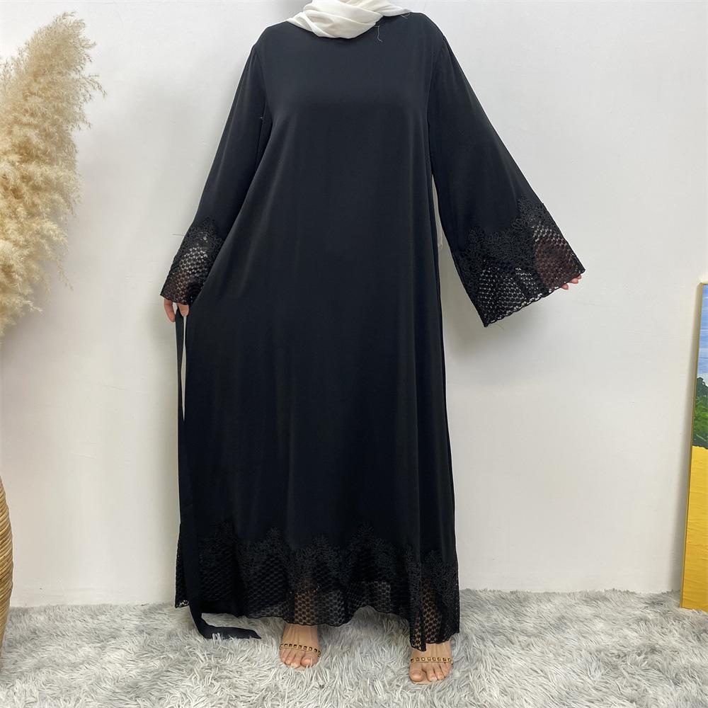 HAYA HAYA1084 Muslim Fashion Lace Robe Dress