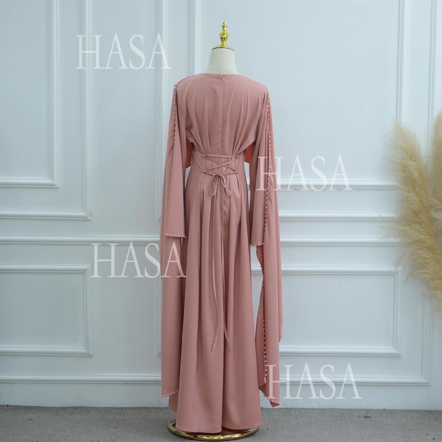 HS6697 Robe Decorated with Pearls and Beads.
