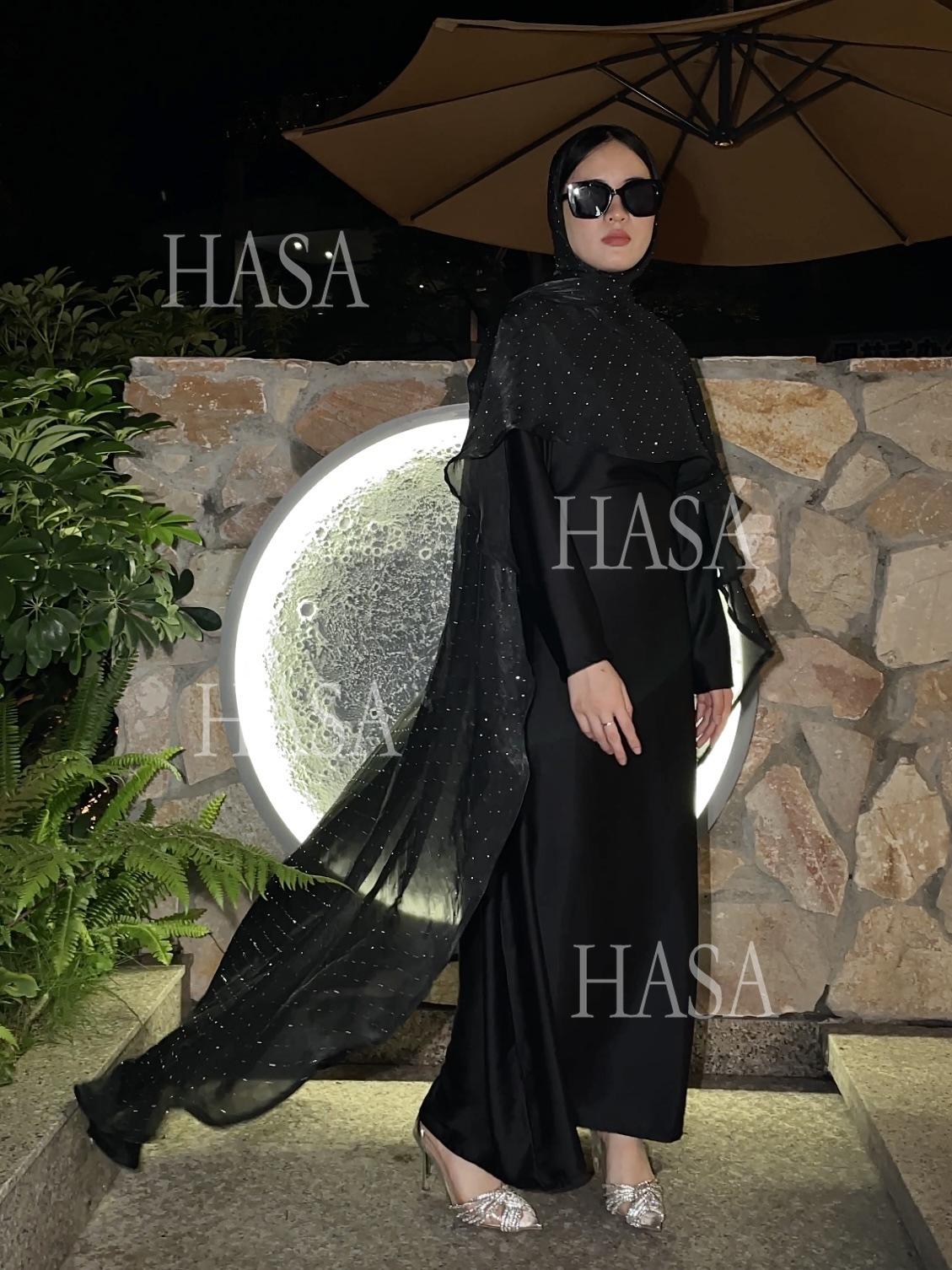 HA6477 Shiny robe two-piece set with rhinestone shawl decoration