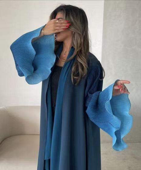 HASASERIES HS6721 Olive Ombre  Green Abaya with Gradient Cuffs