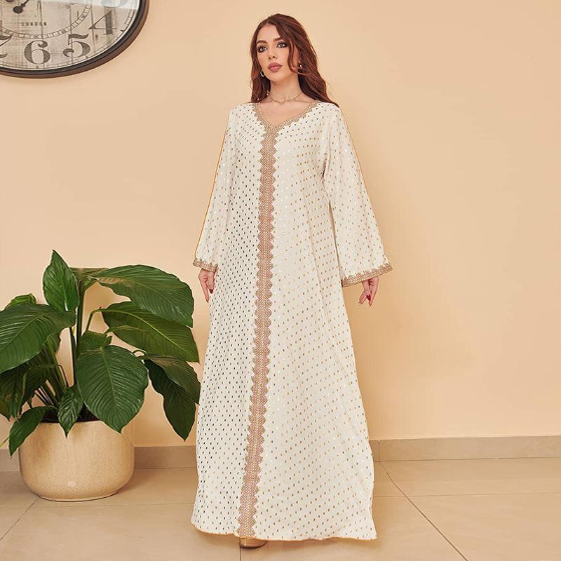 HAYA0442 Middle East Women's Clothing New Bronzing Muslim Dubai Robe