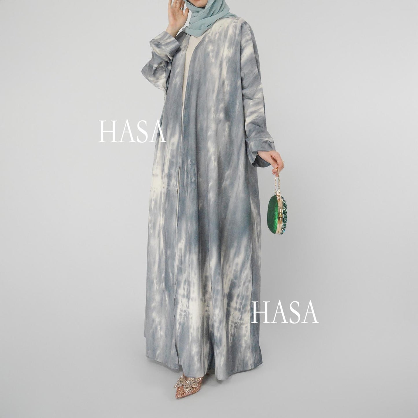 HA6322 Elegant Lightweight Printed Long Cardigan(Abaya Size 52-54)