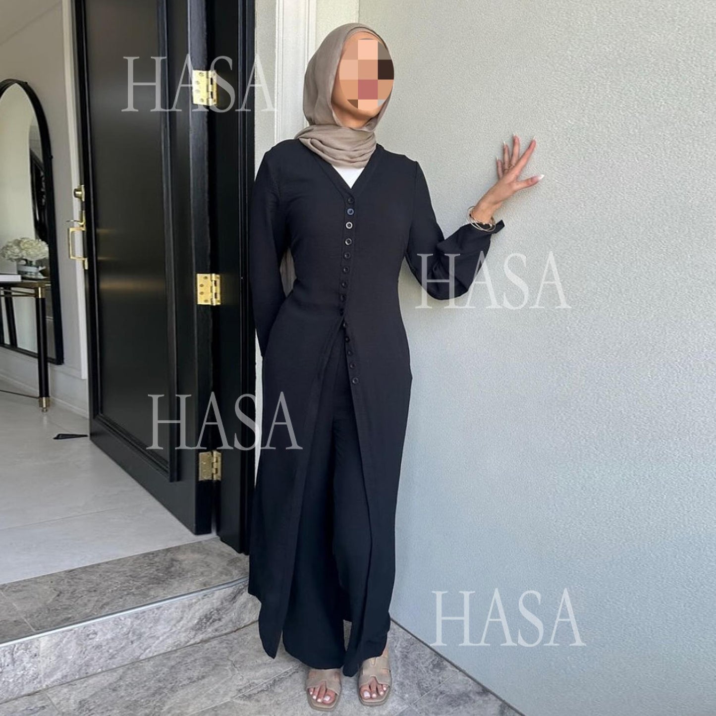 HASA HA5869 Summer Cool Two-piece Suit-multi-color Button Design