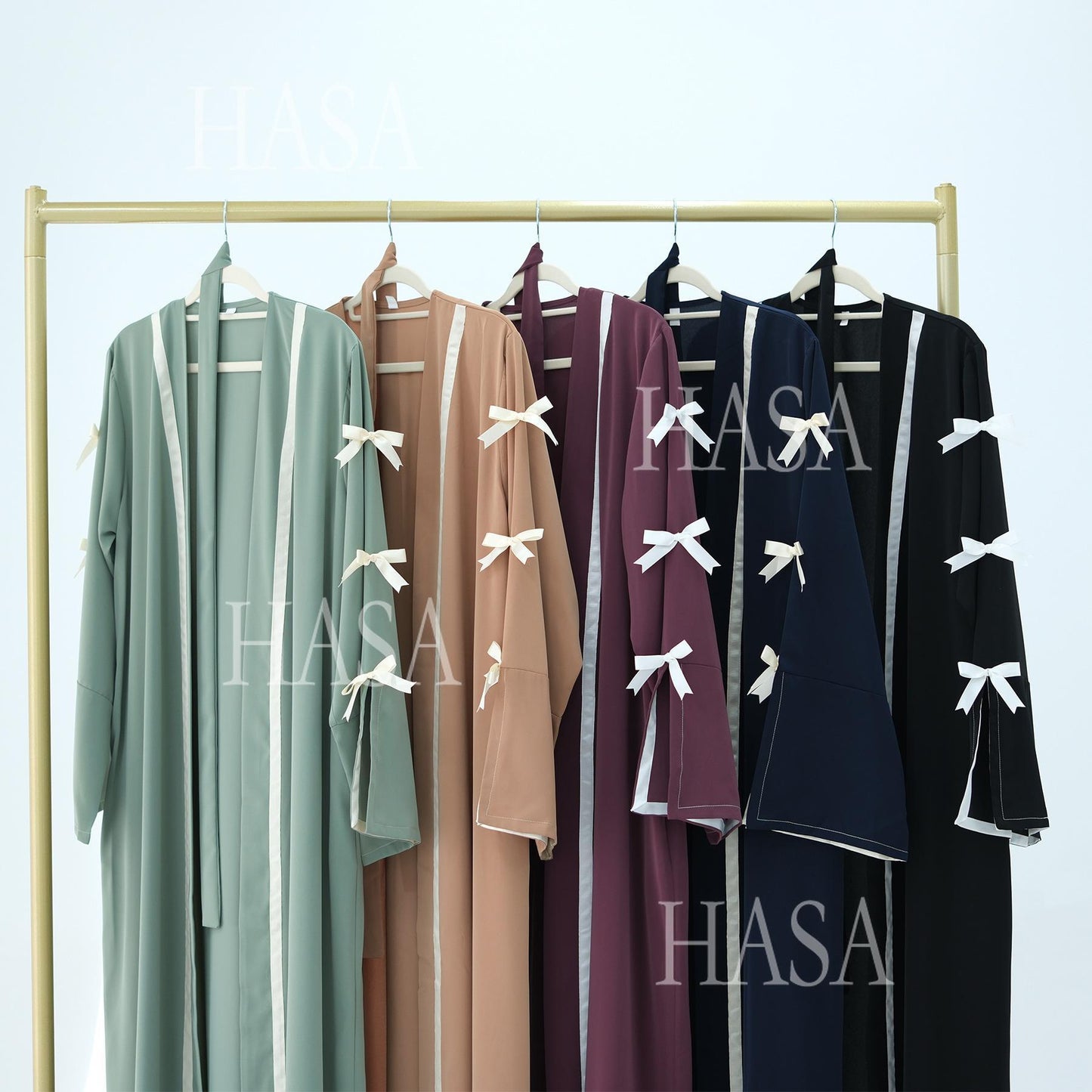 HS6520 Cardigan-Morgenmantel Mit Schleife (Kopftuch Nicht Inbegriffen)