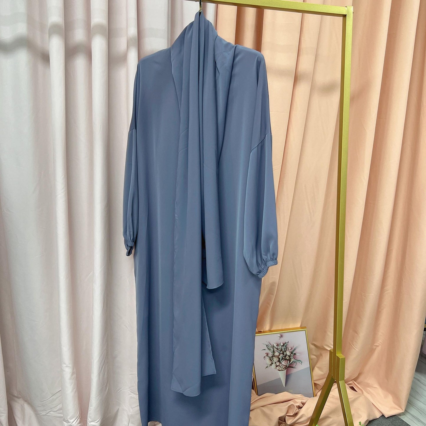 New Middle East Dubai Turkish Robe Dress with Hijab hoody abaya