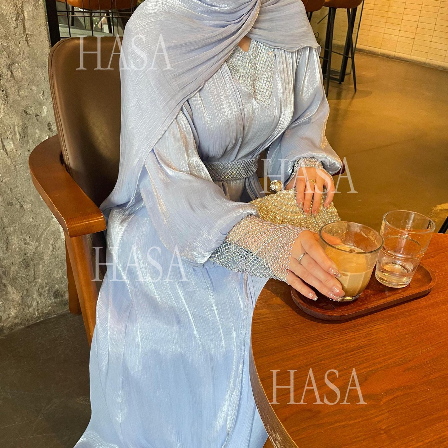 HA6481  Chiffon Robe 4 - Piece Set for Graceful Look