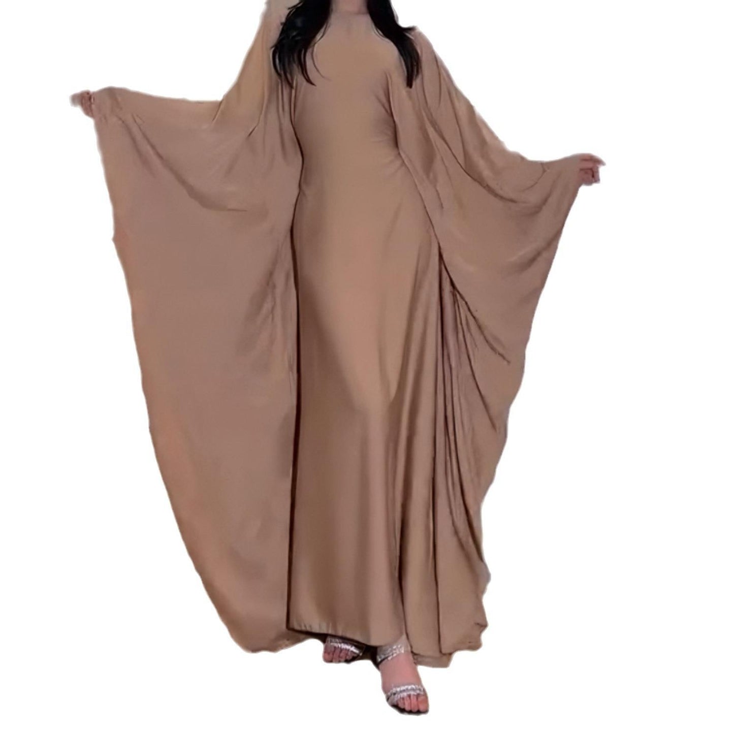 HA1504 Satin Batwing Sleeve Kaftan with Inner Belt