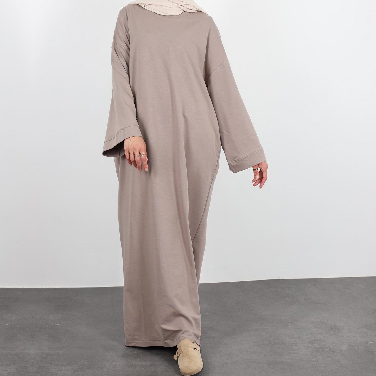 HAYA HAYA1089 Solid Color Hoodie Dress