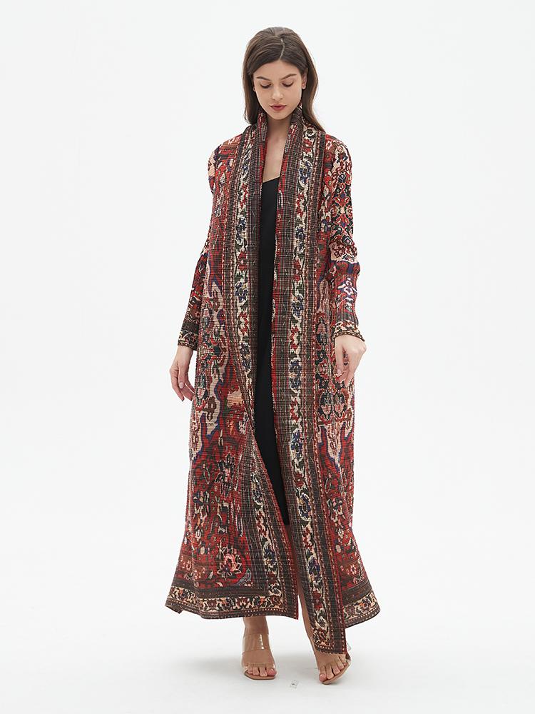 HS6706 Bohemian Elegance , Vibrant Red Printed Abaya
