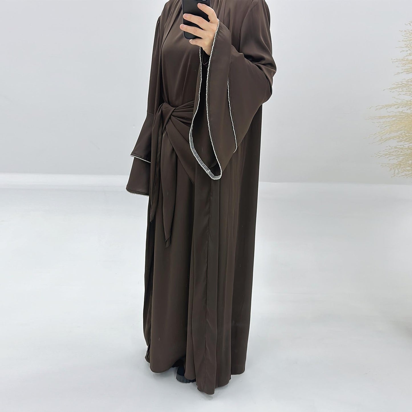 HAYA HA1188 3pcs Set Satin Cardigan+Inner Dress+Special Belt