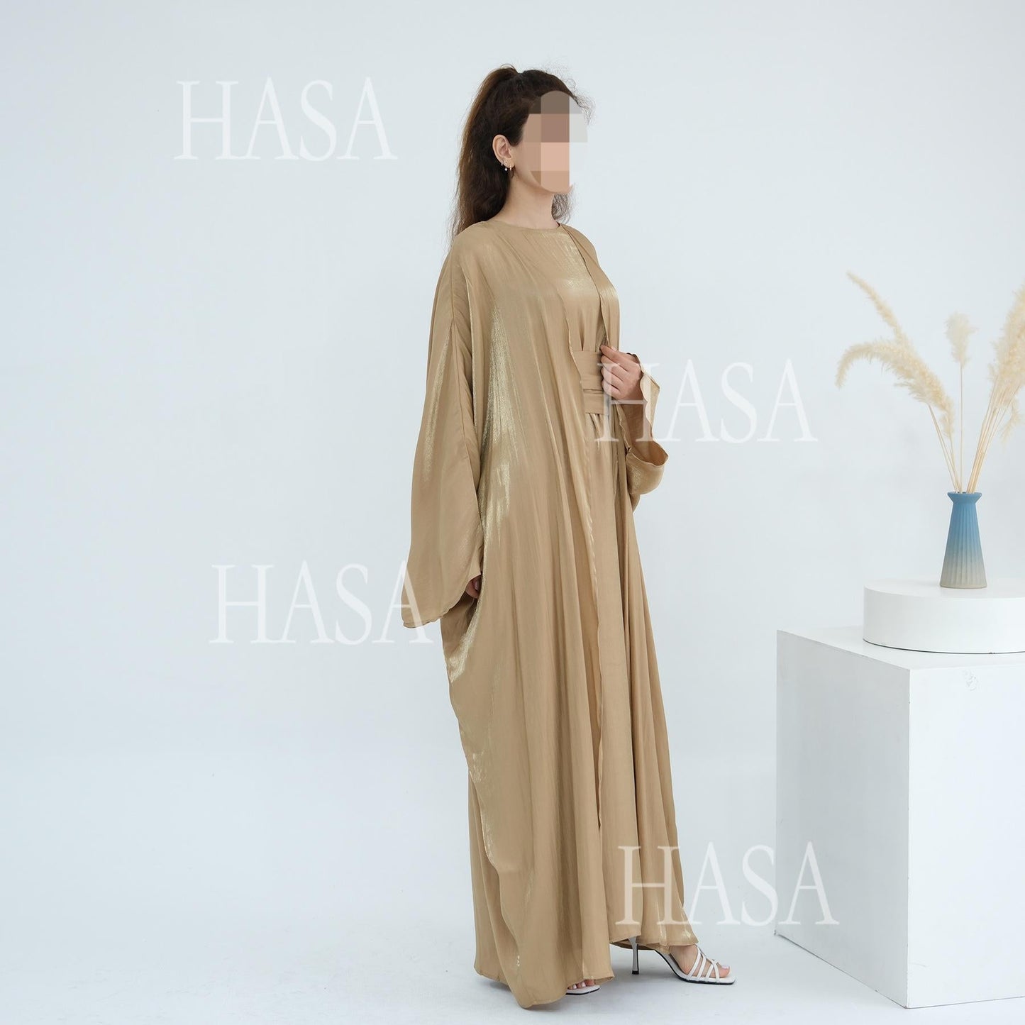 HA6530 Solid color simple two-piece long skirt suit