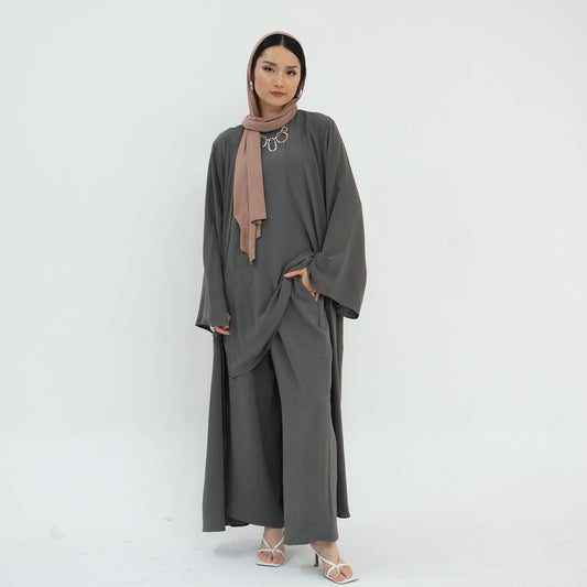 HA5107 Classic Solid Color Three-piece Suit - Loose Long Design Combination