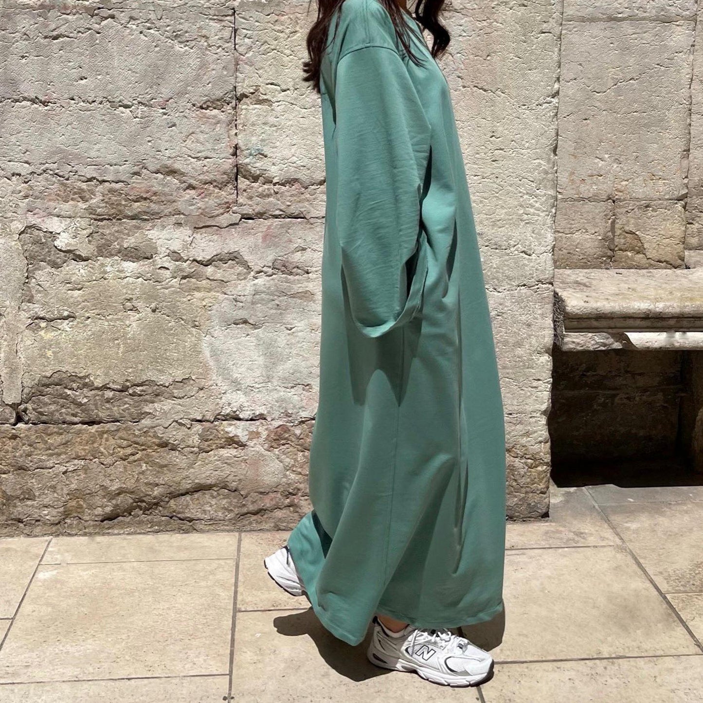 HAYA HAYA1089 Solid Color Hoodie Dress