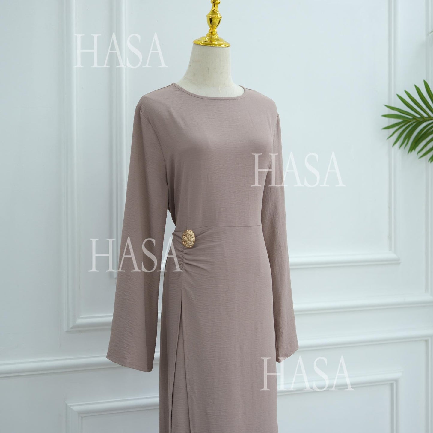 HA6549 Minimalist Abaya with Waist Detail