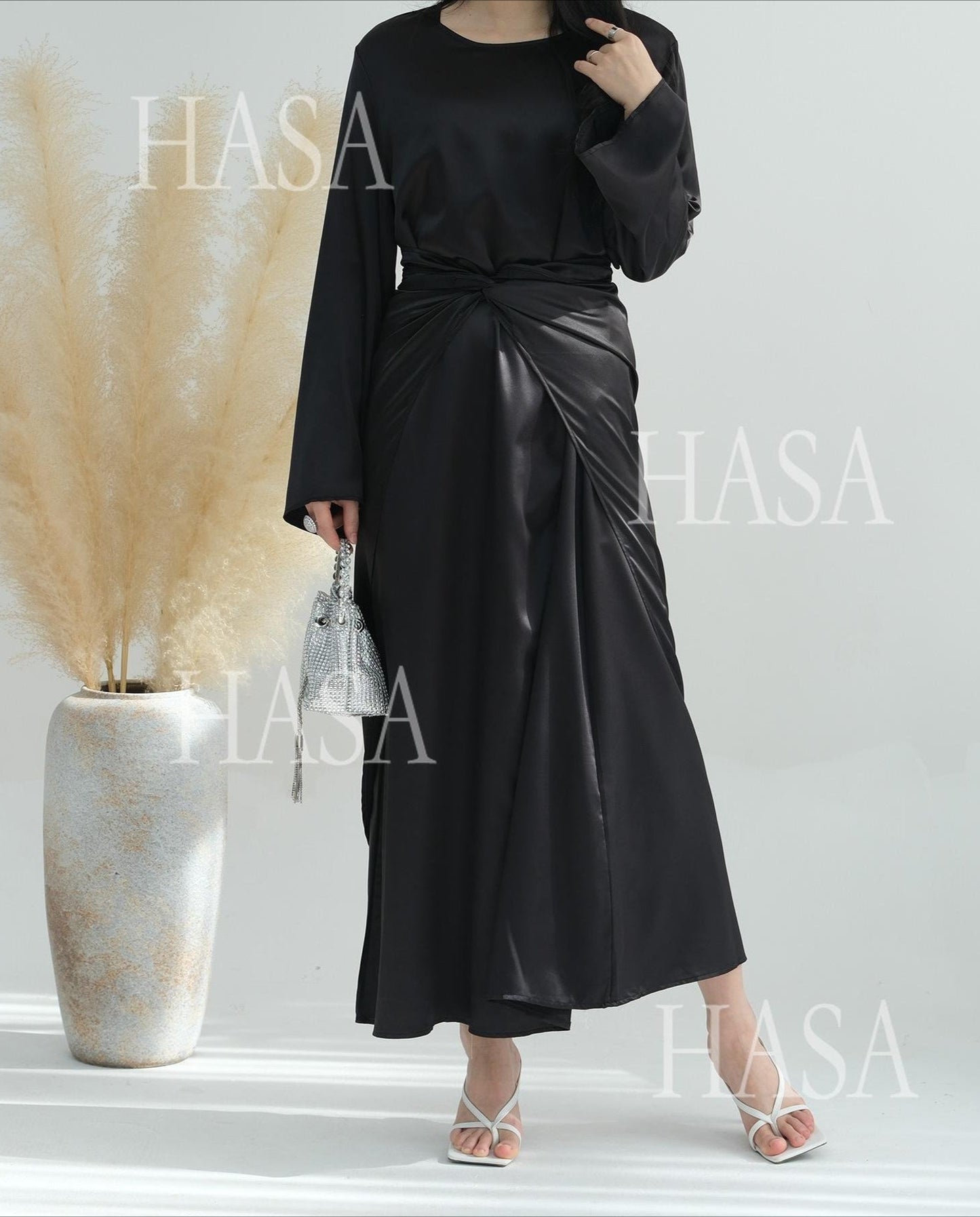 HA6581 Solid color three-piece women's long skirt suit